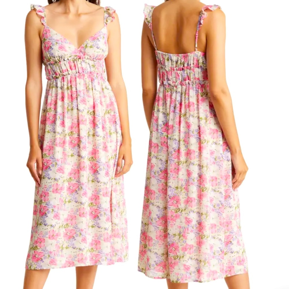 Lush floral print midi dress NWT